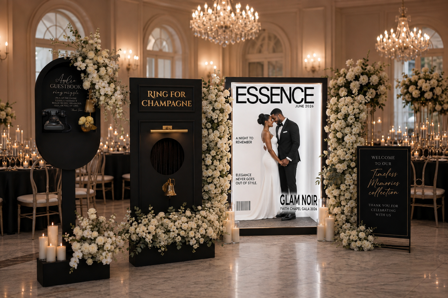 The Timeless Memories guest experience collection in an elegant celebration setting